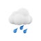 3d rendering rainy weather icon. 3d render cloud with rain. Rainy weather