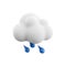 3d rendering rainy weather icon. 3d render cloud with rain. Rainy weather