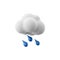 3d rendering rainy weather icon. 3d render cloud with rain. Rainy weather