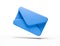 3D rendering realistic blue colour envelope icon symbolic floating in the air.