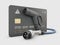 3d Rendering of Realistic credit card with nozzle charging plug