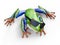 3D rendering of a realistic red-eyed tree frog wearing sunglasses.