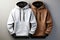 3D rendering, realistic white and black hoodie templates for design