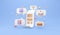 3D Rendering of receipt bill and coffee cup Wifi icon gift burger cake