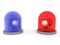 3D Rendering of red and blue emergency flashing light beacons