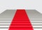 3d rendering. Red carpet on gray stair up to successful