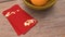 3d rendering red envelope reward Chinese new year 2020 on table for holiday content