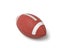 3d rendering of a red oval ball for American football on a white background.