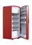 3D Rendering Red Rrefrigerator on White