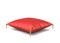 3d rendering of a red silk royal pillow with golden tussels isolated on a white background.