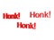 3D Rendering of red text saying honk honk honk