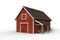 3D rendering of a red wooden barn isolated on a white background
