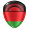 3d rendering of a Republic of Malawi flag icon.