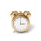 3d rendering of a retro alarm clock covered in gold standing on a white background.