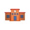 3D Rendering Retro Educational Building Icon In Orange
