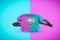 3d rendering of a retro rotary phone with contrast color on opposite contrast background.