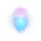 3d rendering of robot face with numbers on white background represent artificial intelligence. Future science, modern