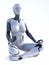 3D rendering of robotic woman meditating nr 2