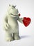 3D rendering of romantic cartoon hippo.