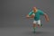 3d rendering Rugby players fight for the ball on professional rugby