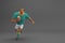 3d rendering Rugby players fight for the ball on professional rugby