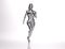 3D Rendering :  a running silver female character illustration with grey background