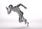 3D Rendering :  a running silver male character illustration with grey background
