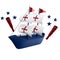 3d rendering of sailing boat for Columbus Day