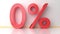 3d rendering Sale Glossy zero percent sign isolated in room minimal. Percentage, discount concept business. Zero percent symbols c