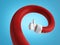 3d rendering, santa claus flexible spiral hand shows thumb up, with red sleeve and white glove. Like gesture. Funny cartoon