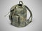 3D rendering school backpack leather green with scuffs on gray background with shadow