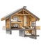 3d rendering section of chalet