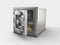 3d Rendering of Security metal safe with gold bars inside, clipping path include