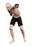 3D Rendering Senior Man Boxing on White