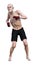 3D Rendering Senior Man Boxing on White