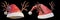 3d rendering a set of Christmas Santa Claus hat with reindeer horn, isolated on black background with clipping paths