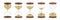 3d rendering of a set of several hourglasses standing in one row with the sand in different stages of falling down.