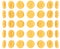 3D Rendering set of spinning gold coins in many views rotate in different angles