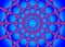 3d rendering. several size of blue dot circle shape pattern row in mandala style background