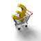 3D rendering shopping cart with golden pound sterling symbol