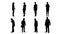 3D rendering,silhouette group of human standing,isolated men and women graphics