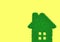 3d rendering silhouette of a house from a green grass with windows on a yellow background