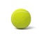 3d rendering of a single acid green tennis ball standing on a white background with a shadow.