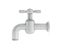 3d rendering of single metal water tap with a cross handle isolated on a white background.