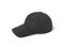 3d rendering of a single new baseball cap made in black textile material lying on a white background.