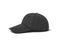 3d rendering of a single new baseball cap made in black textile material lying on a white background.