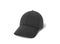 3d rendering of a single new baseball cap made in black textile material lying on a white background.