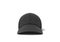 3d rendering of a single new baseball cap made in black textile material lying on a white background in front view.