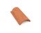 3d rendering of a single terracotta barrel roof tile lying in front view on white background.