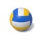 3d rendering of a single three-colored volleyball ball with a shadow lying on a white background.